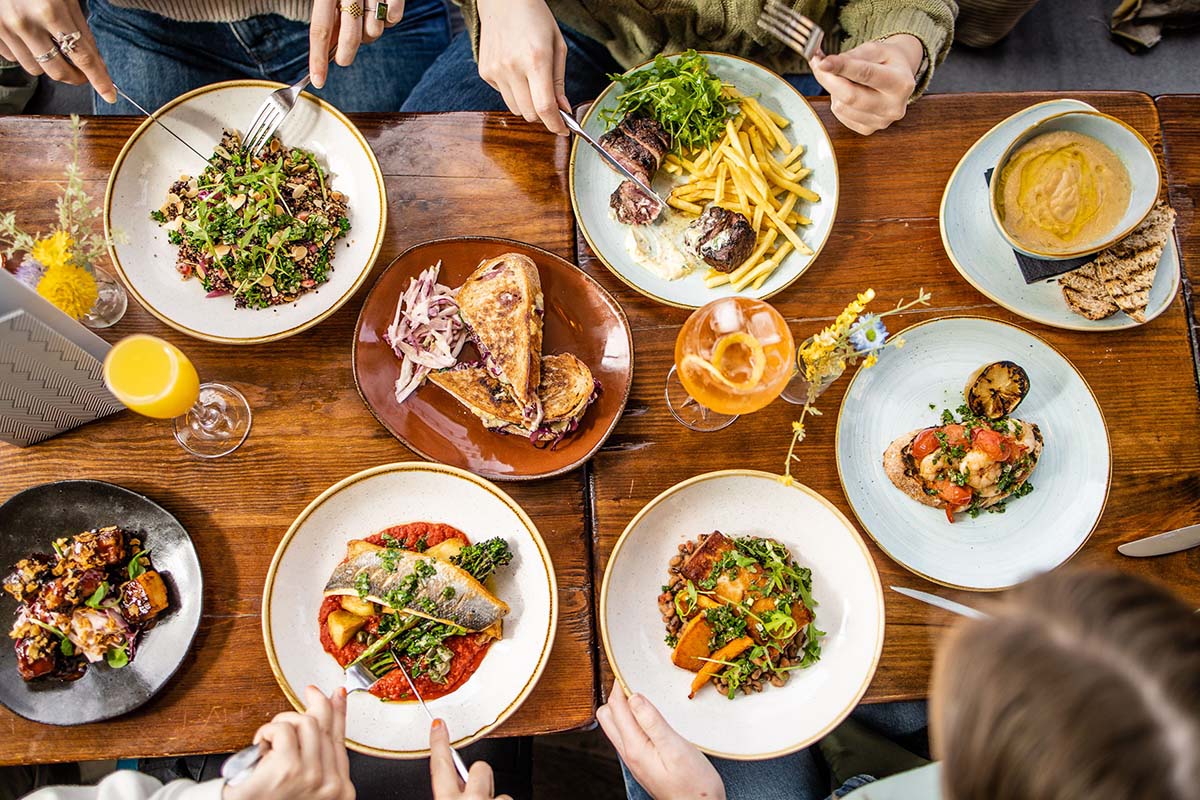 group of friends eating food